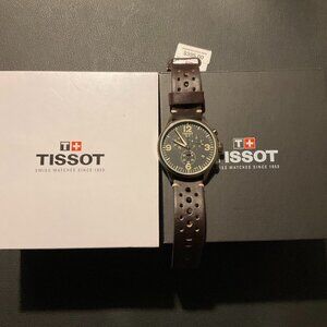 Men's Swiss Chronograph XL Brown Leather Strap Watch 45mm